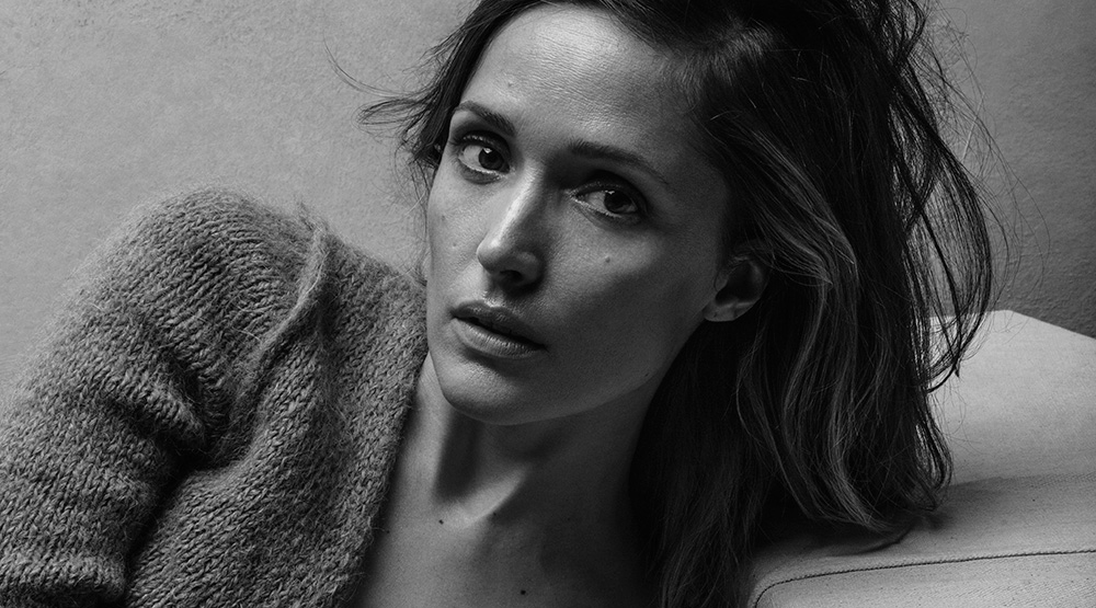 Image of Rose Byrne, black and white photo by Stefani Pappas. 