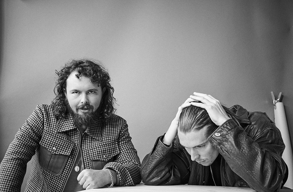 Black and white photo of Alex Cameron and Roy Molloy by JackO’Connor for MONROWE Magazine