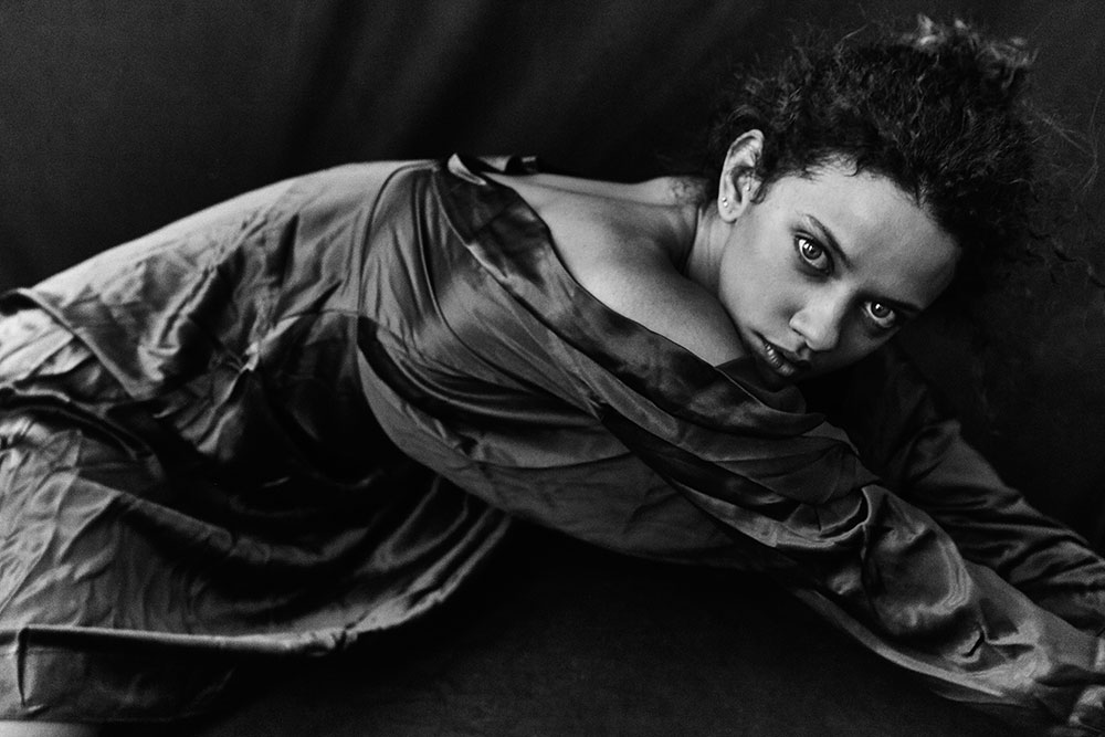 Black and white photo of Marina Nery from IMG Models by Patrick Xiong for MONROWE Magazine