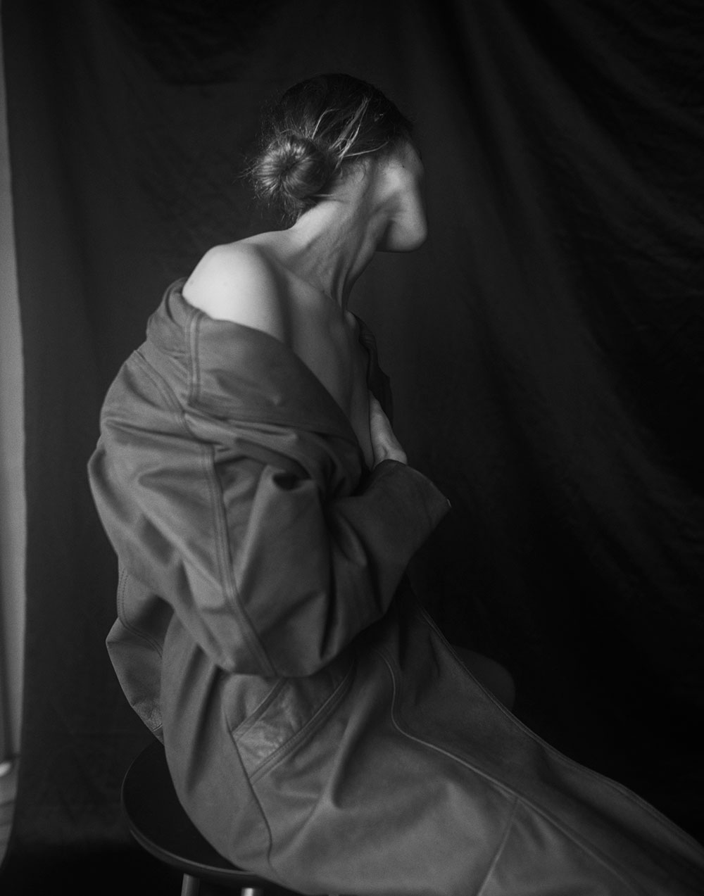 Black and white photo of Aliyah Galyautdinova by Ryan Michael Kelly for MONROWE magazine 